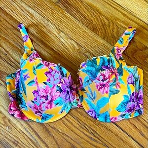Shade & Shore Yellow Floral Bikini Top